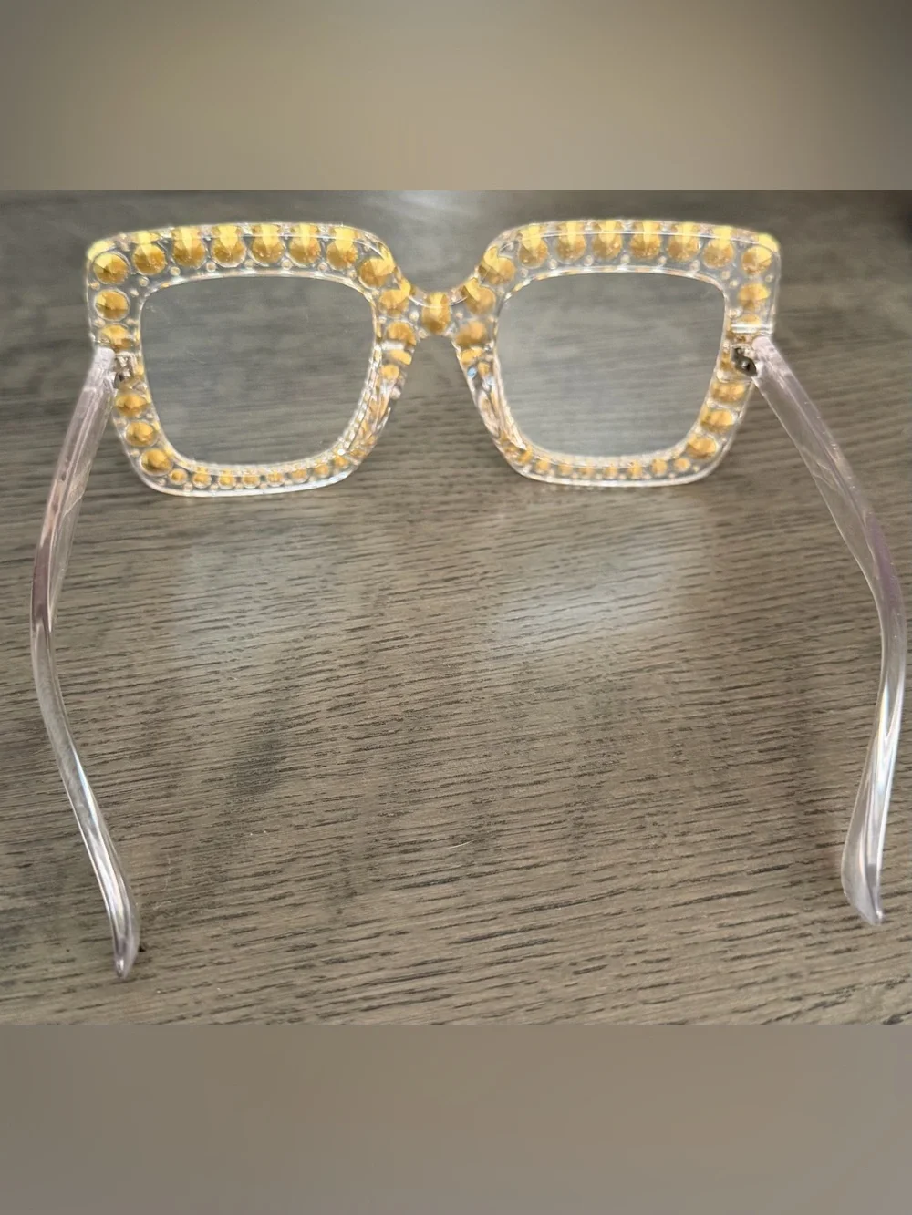 Clear Rhinestone-Embellished Fashion Glasses
